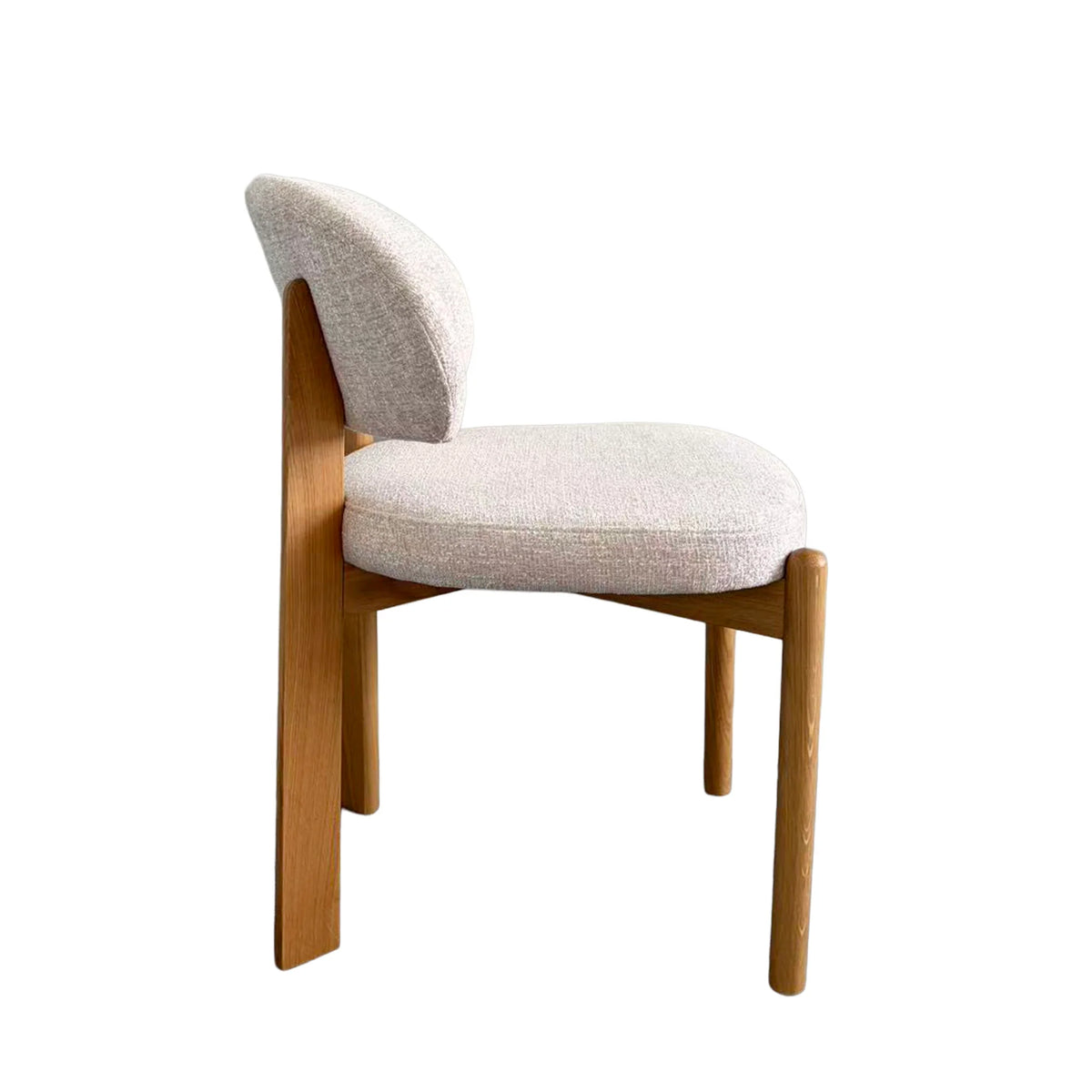 Kalmia | Coastal Beige Taupe Wooden Fabric Upholstered Dining Chairs | Set Of 2