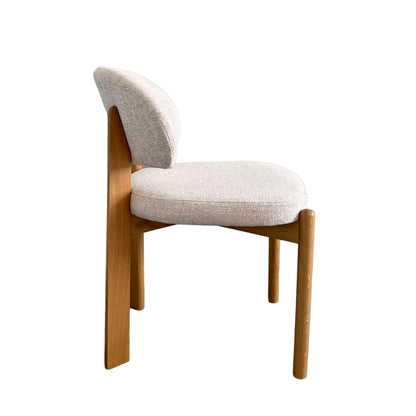 Kalmia | Coastal Beige Taupe Wooden Fabric Upholstered Dining Chairs | Set Of 2 | Beige
