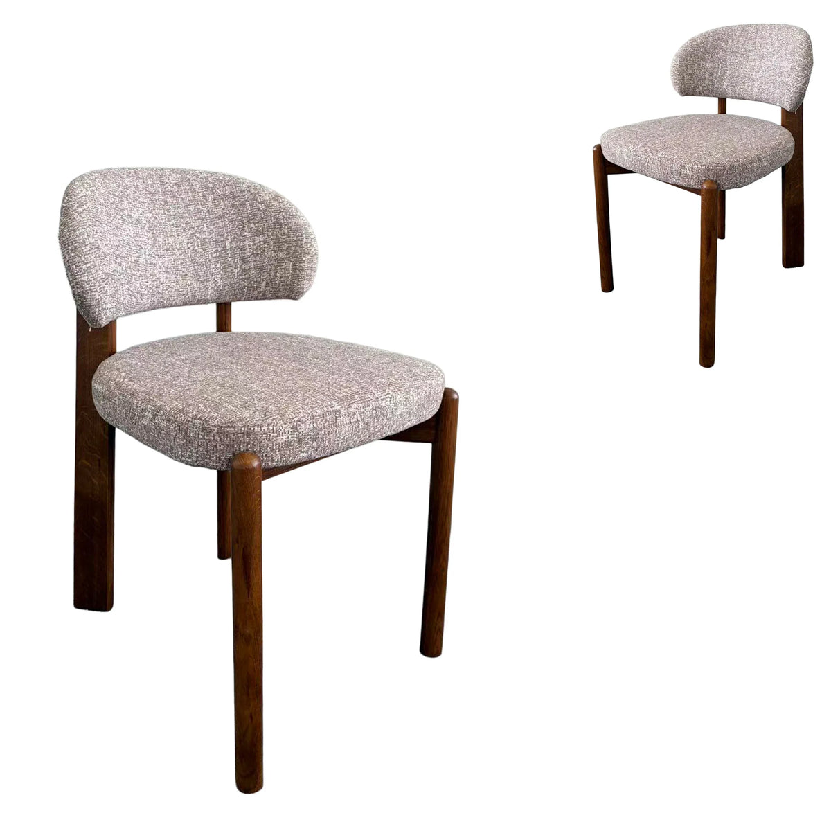 Kalmia | Coastal Beige Taupe Wooden Fabric Upholstered Dining Chairs | Set Of 2 | Taupe