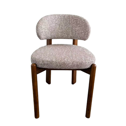 Kalmia | Coastal Beige Taupe Wooden Fabric Upholstered Dining Chairs | Set Of 2 | Taupe
