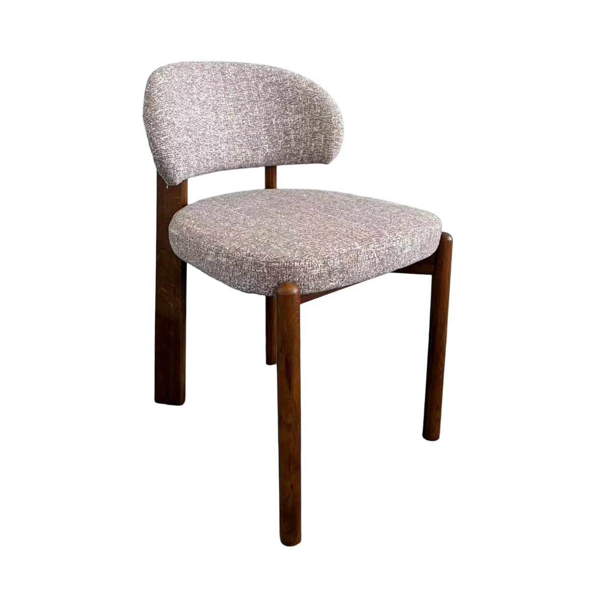 Kalmia | Coastal Beige Taupe Wooden Fabric Upholstered Dining Chairs | Set Of 2 | Taupe
