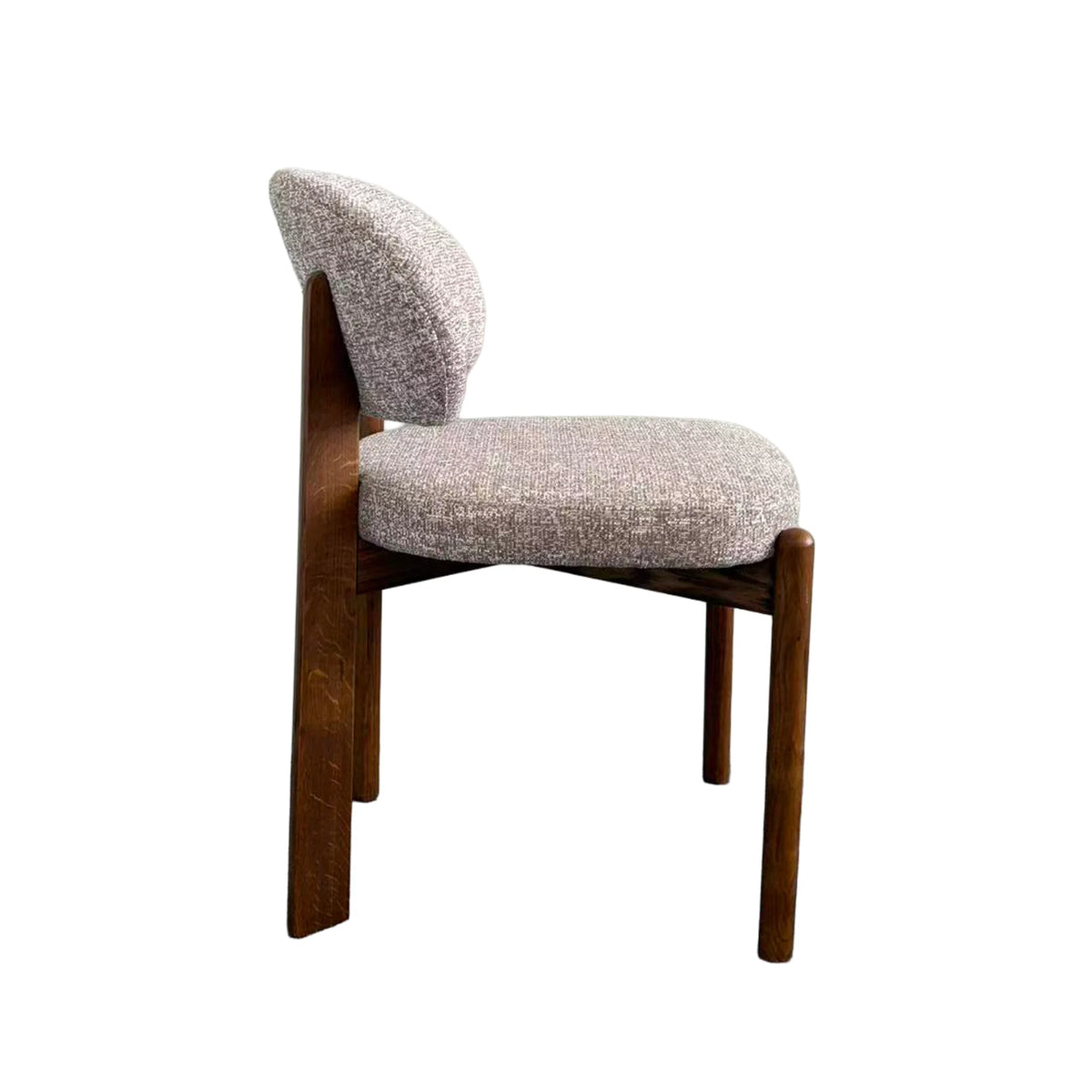 Kalmia | Coastal Beige Taupe Wooden Fabric Upholstered Dining Chairs | Set Of 2 | Taupe