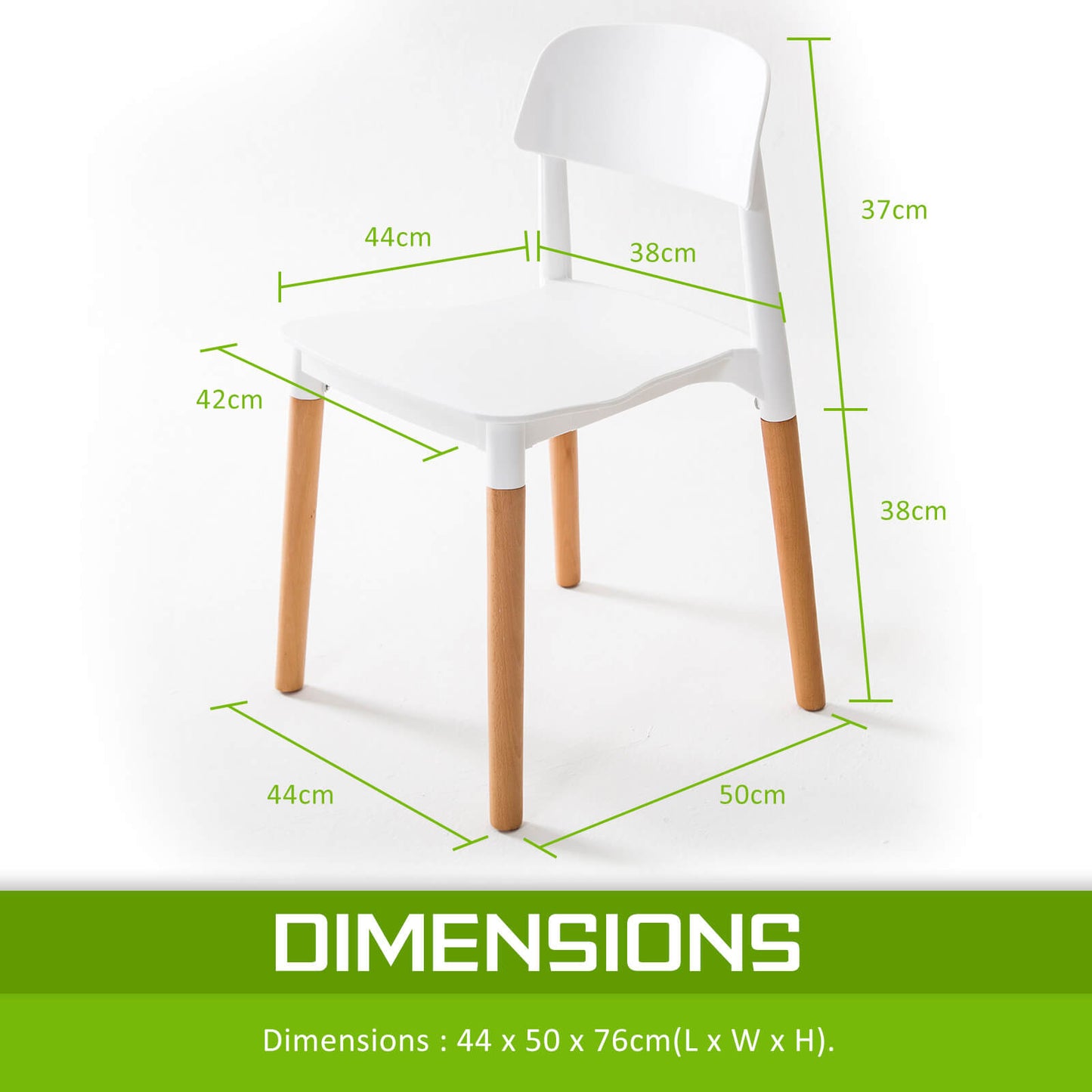 Kelsey | Modern Black And White Plastic Wooden Dining Chairs | Set Of 2 | White