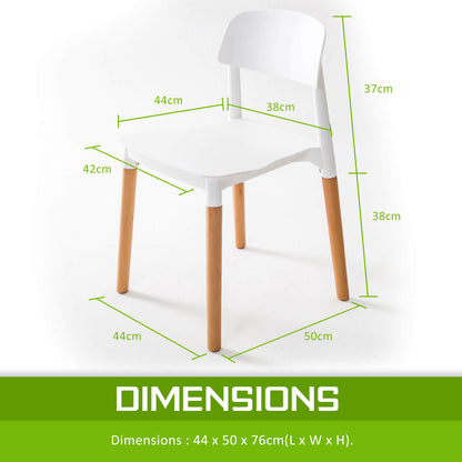 Kelsey | Modern Black And White Plastic Wooden Dining Chairs | Set Of 2 | White