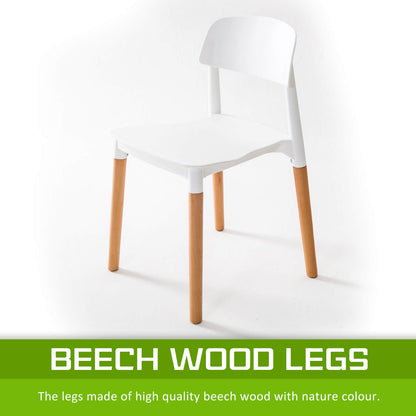 Kelsey | Modern Black And White Plastic Wooden Dining Chairs | Set Of 2 | White