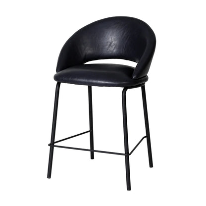 Kensington | Contemporary PU Leather Fabric Black Grey Beige Bar Stools | Set Of 2 | Black