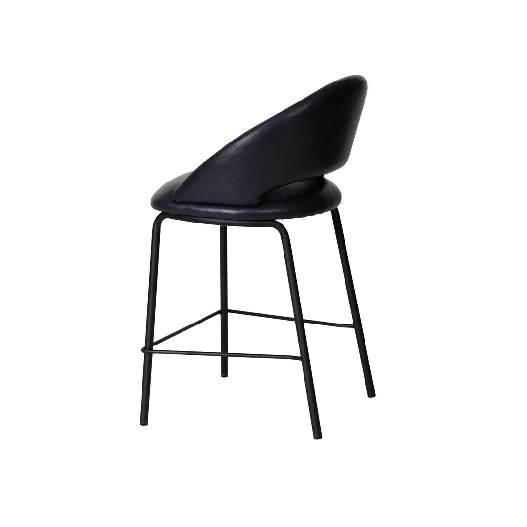 Kensington | Contemporary PU Leather Fabric Black Grey Beige Bar Stools | Set Of 2 | Black