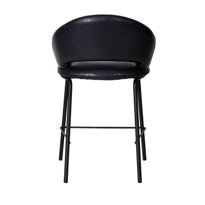 Kensington | Contemporary PU Leather Fabric Black Grey Beige Bar Stools | Set Of 2 | Black