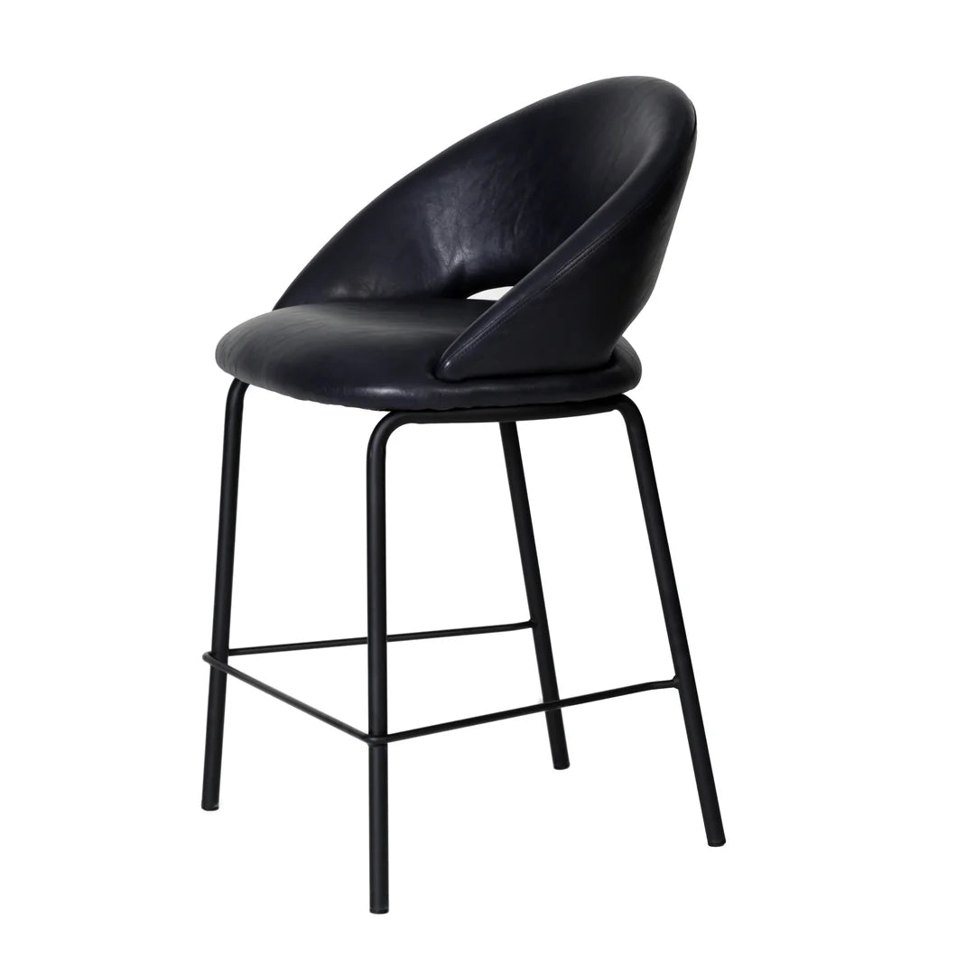 Kensington | Contemporary PU Leather Fabric Black Grey Beige Bar Stools | Set Of 2 | Black