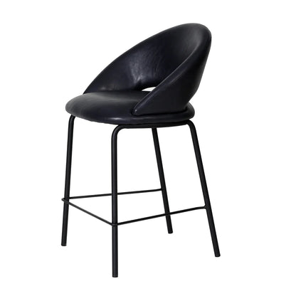 Kensington | Contemporary PU Leather Fabric Black Grey Beige Bar Stools | Set Of 2 | Black