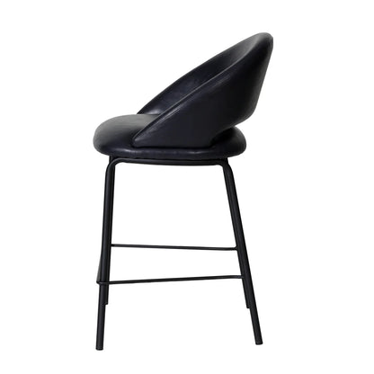 Kensington | Contemporary PU Leather Fabric Black Grey Beige Bar Stools | Set Of 2 | Black