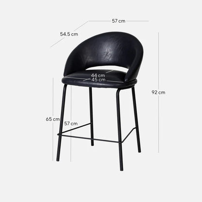 Kensington | Contemporary PU Leather Fabric Black Grey Beige Bar Stools | Set Of 2 | Black