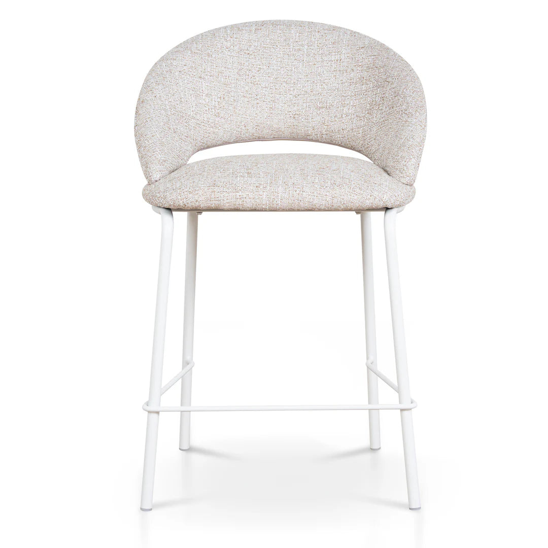 Kensington | Contemporary PU Leather Fabric Black Grey Beige Bar Stools | Set Of 2 | Beige