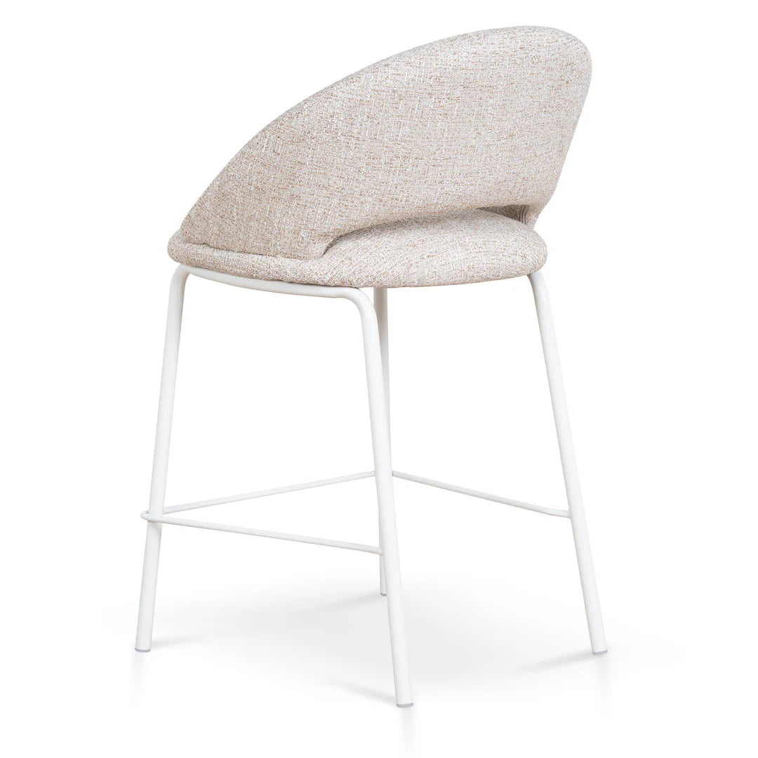 Kensington | Contemporary PU Leather Fabric Black Grey Beige Bar Stools | Set Of 2 | Beige