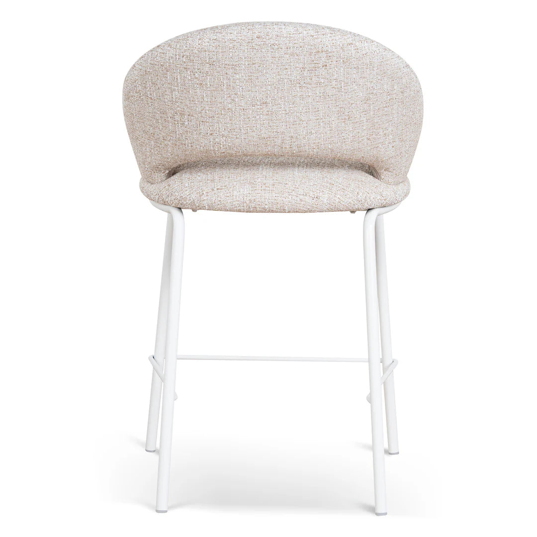 Kensington | Contemporary PU Leather Fabric Black Grey Beige Bar Stools | Set Of 2 | Beige