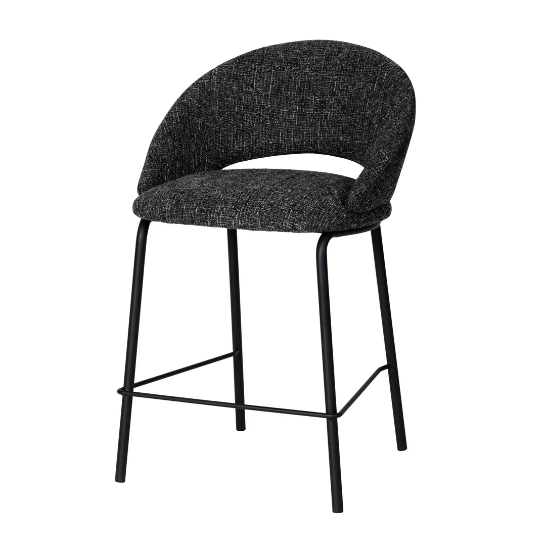 Kensington | Contemporary PU Leather Fabric Black Grey Beige Bar Stools | Set Of 2 | Charcoal