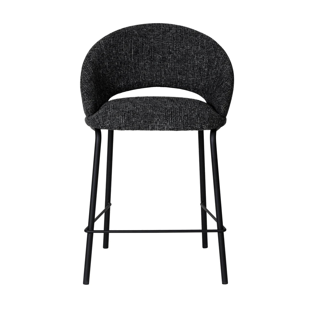 Kensington | Contemporary PU Leather Fabric Black Grey Beige Bar Stools | Set Of 2 | Charcoal
