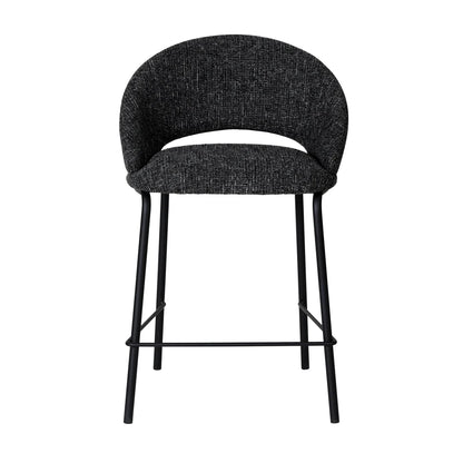 Kensington | Contemporary PU Leather Fabric Black Grey Beige Bar Stools | Set Of 2 | Charcoal