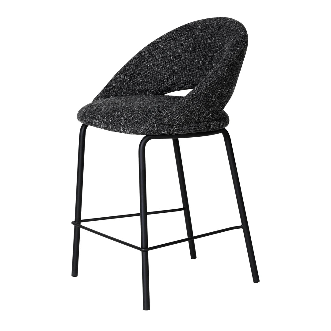 Kensington | Contemporary PU Leather Fabric Black Grey Beige Bar Stools | Set Of 2 | Charcoal