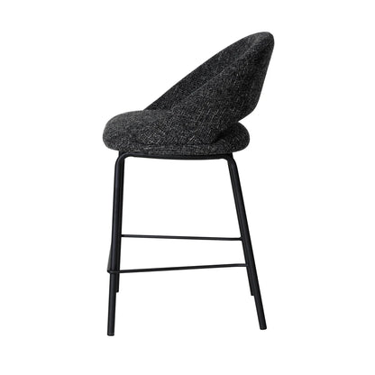 Kensington | Contemporary PU Leather Fabric Black Grey Beige Bar Stools | Set Of 2 | Charcoal
