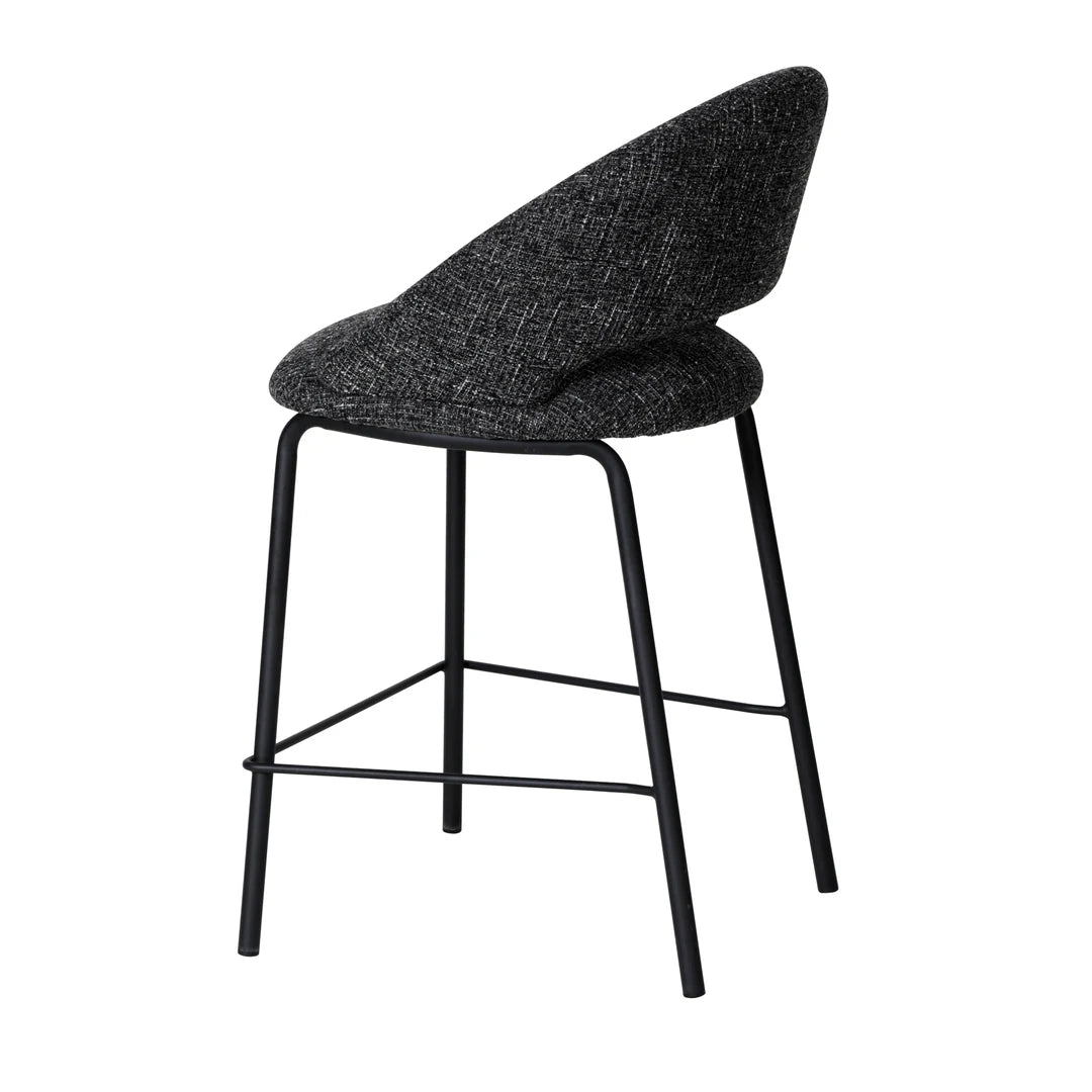 Kensington | Contemporary PU Leather Fabric Black Grey Beige Bar Stools | Set Of 2 | Charcoal