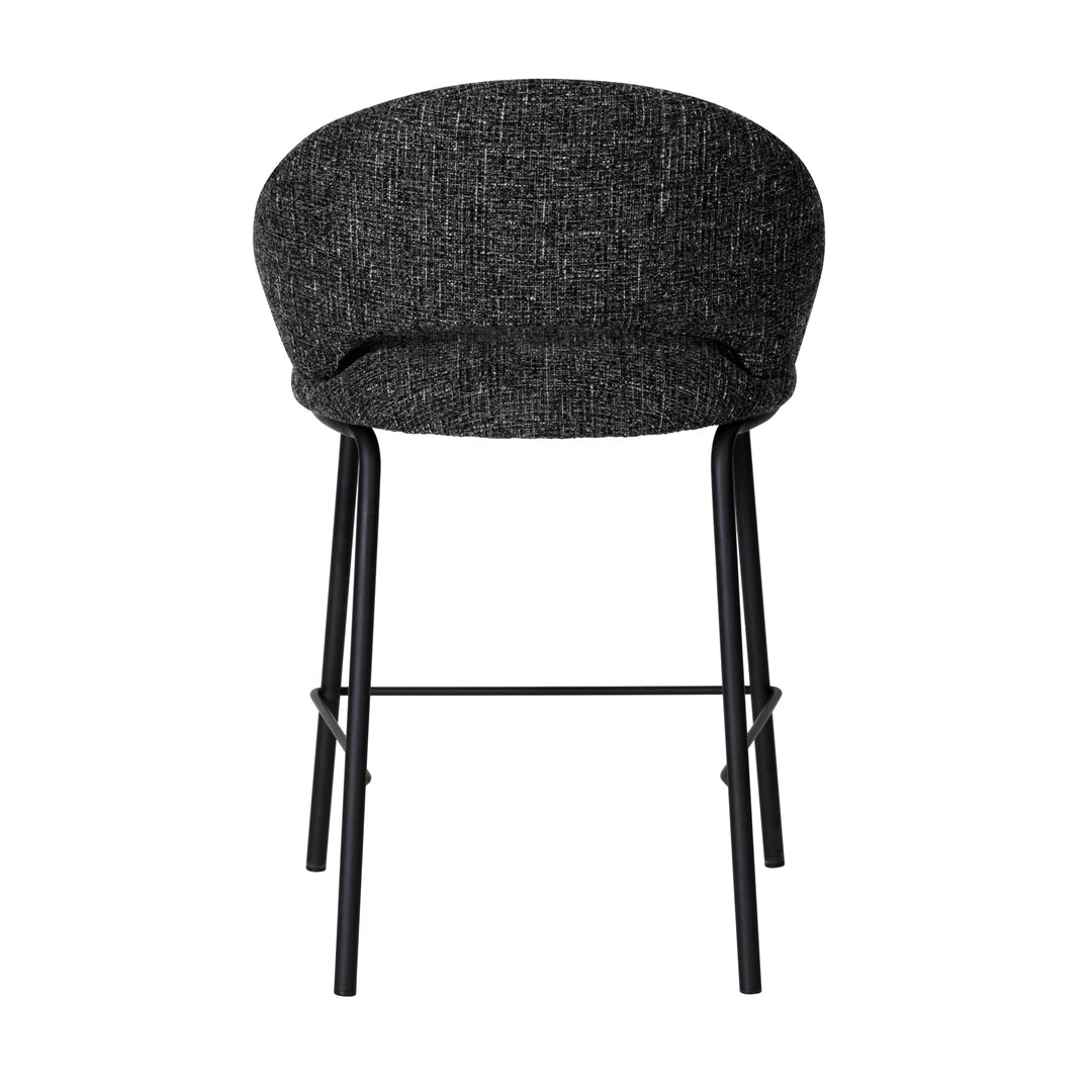 Kensington | Contemporary PU Leather Fabric Black Grey Beige Bar Stools | Set Of 2 | Charcoal