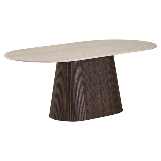 Keswick | Contemporary Beige Dark Wooden 2m Oval Dining Table | Beige