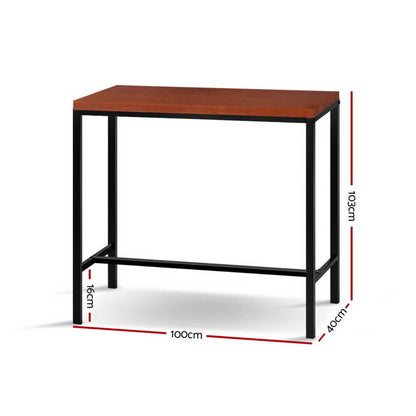Kew | Industrial Brown Rectangular Wooden Metal Bar Stool Table | Brown