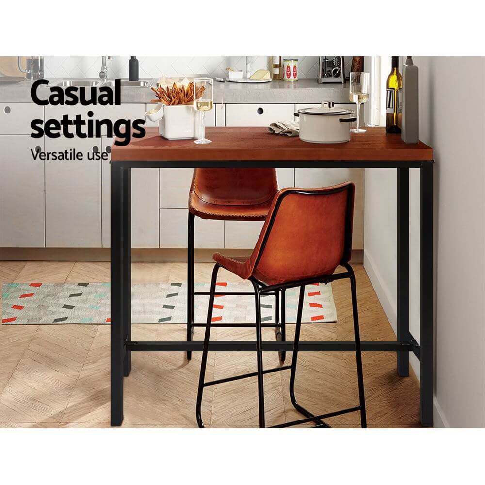 Kew | Industrial Brown Rectangular Wooden Metal Bar Stool Table | Brown