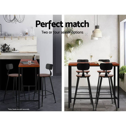 Kew | Industrial Brown Rectangular Wooden Metal Bar Stool Table | Brown