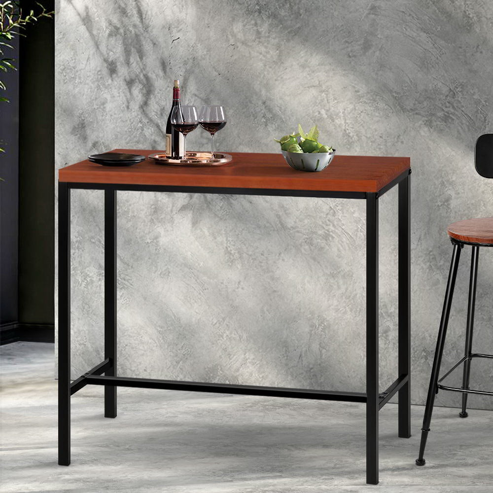Kew | Industrial Brown Rectangular Wooden Metal Bar Stool Table | Brown
