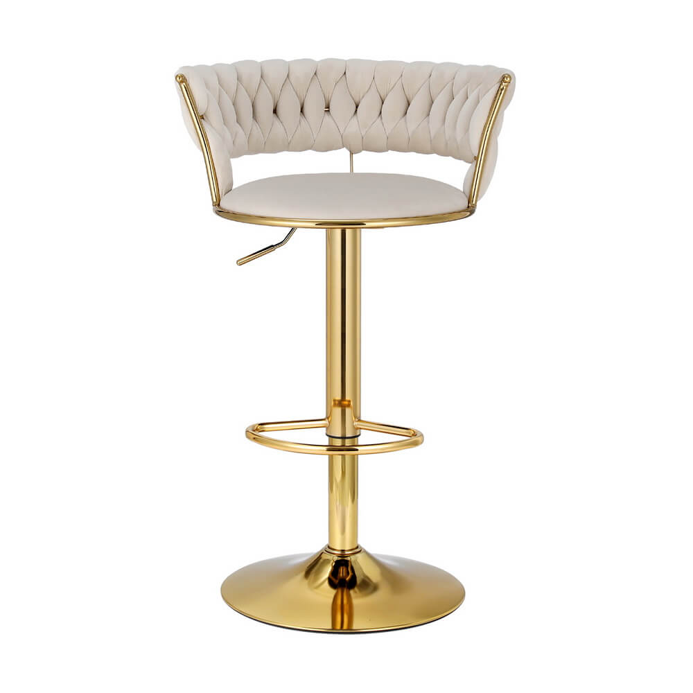 Modern Metal Ivory Velvet Bar Stools