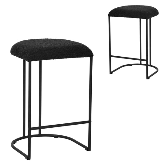 Kirra | Modern Metal Fabric Bar Stools | Set Of 2 | Black