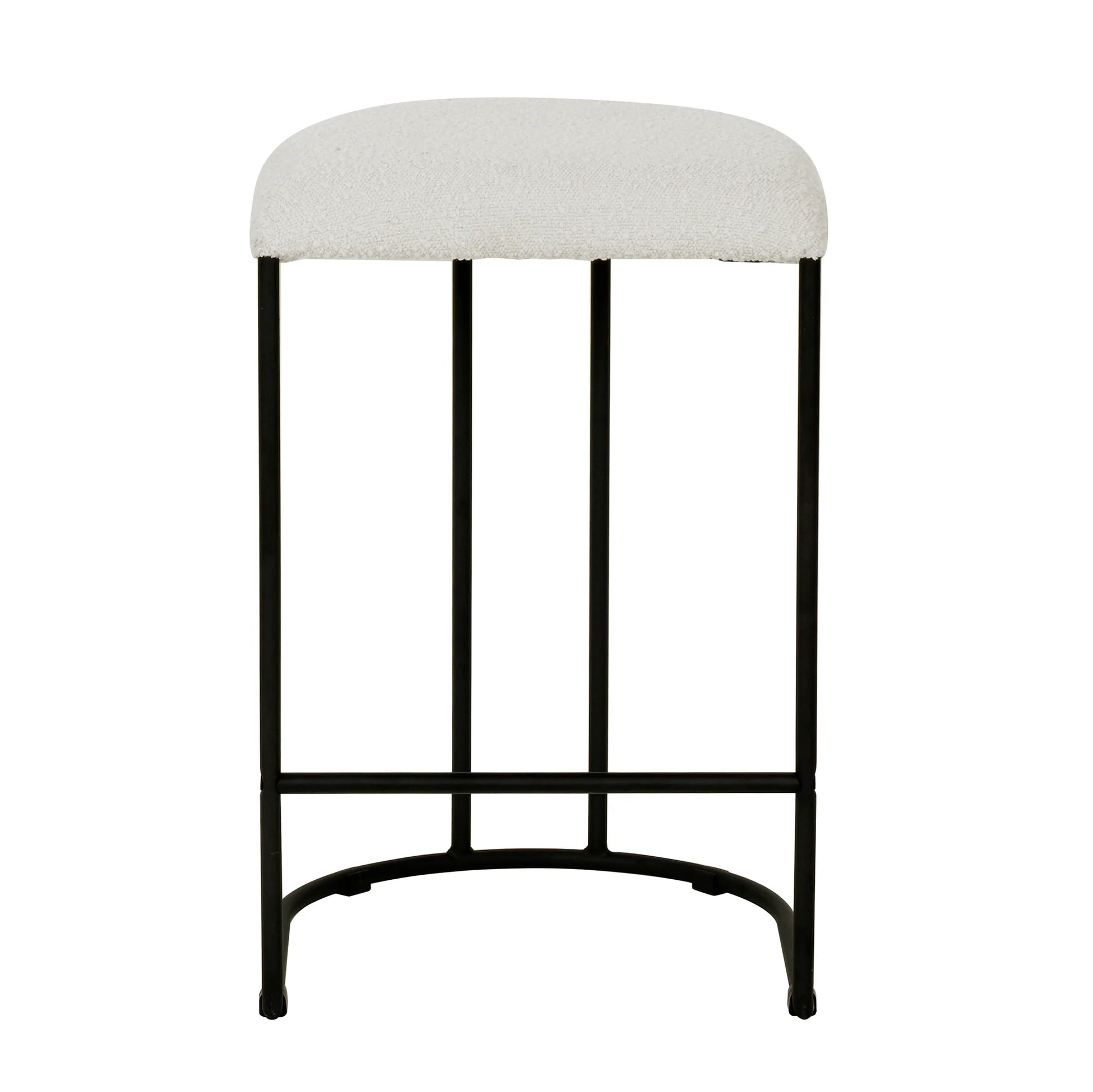 Kirra | Modern Metal Fabric Bar Stools | Set Of 2 | White ivory