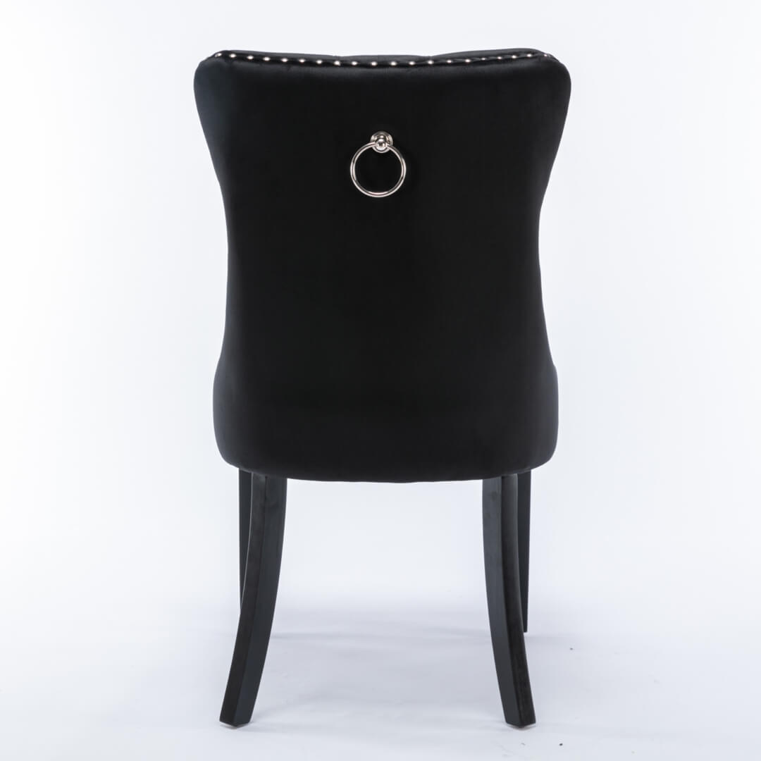 La Creas | Version 1 | French Provincial Velvet Wing Back Dining Chairs | Set Of 2 | Black