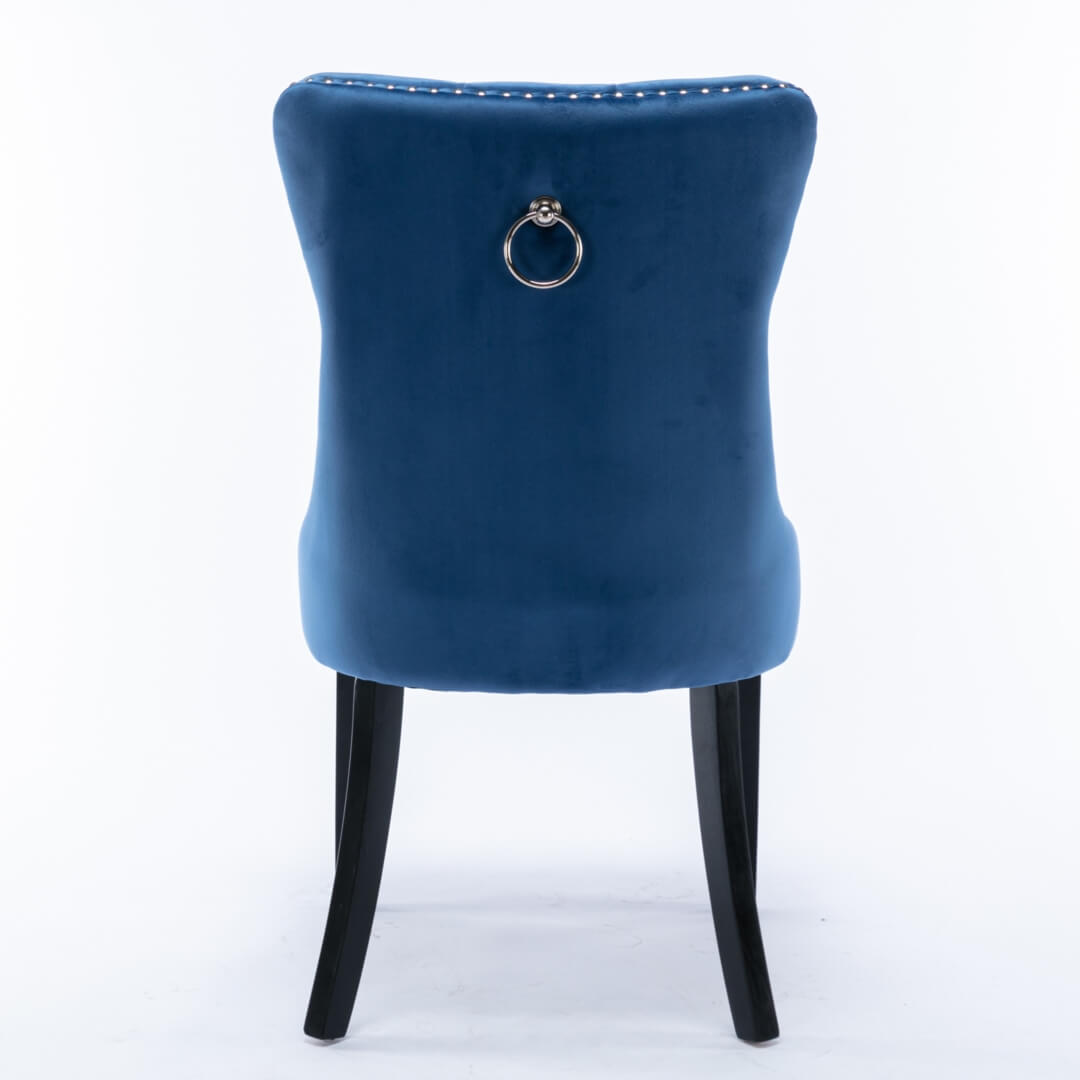 La Creas | Version 1 | French Provincial Velvet Wing Back Dining Chairs | Set Of 2 | Blue