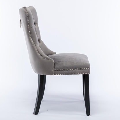 La Creas | Version 1 | French Provincial Velvet Wing Back Dining Chairs | Set Of 2 | Grey