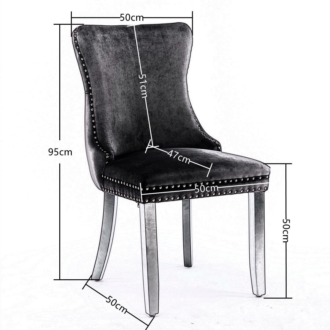 La Rochelle | Version 1 | French Provincial Black Velvet Wing Back Dining Chairs | Set Of 2 | Black