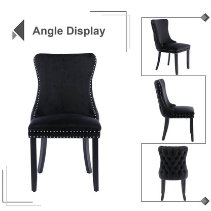 La Rochelle | Version 1 | French Provincial Black Velvet Wing Back Dining Chairs | Set Of 2 | Black