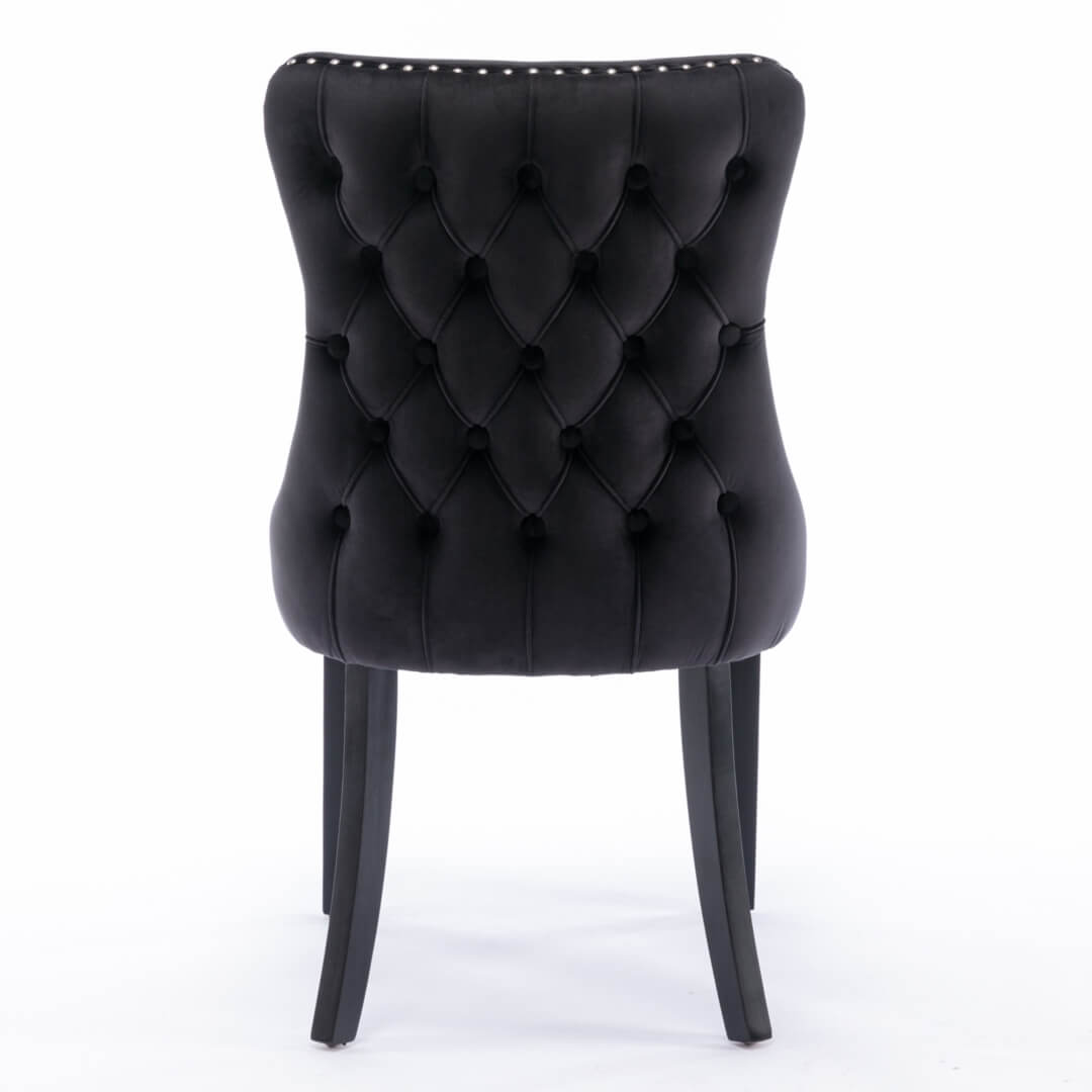 La Rochelle | Version 1 | French Provincial Black Velvet Wing Back Dining Chairs | Set Of 2 | Black
