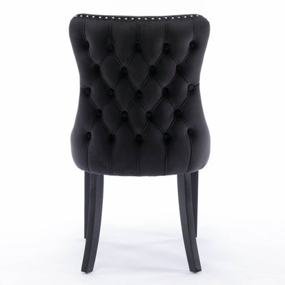 La Rochelle | Version 1 | French Provincial Black Velvet Wing Back Dining Chairs | Set Of 2 | Black