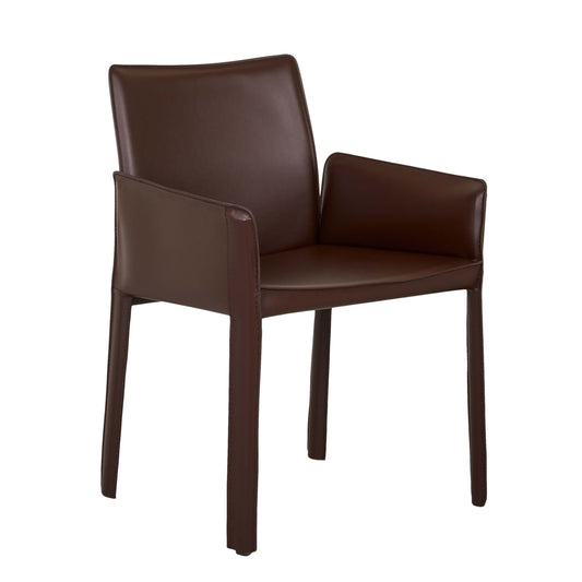 Lachlan | Contemporary Recycled Leather Dining Chair With Arms | Burgundy