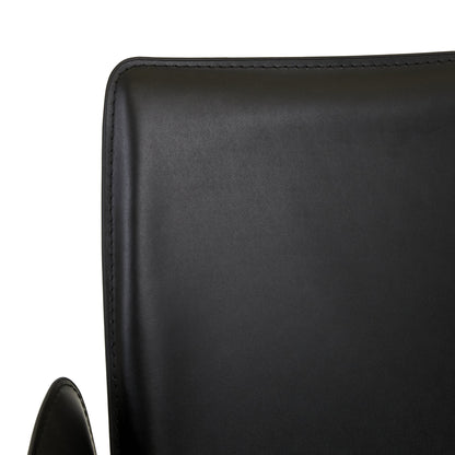 Lachlan | Contemporary Recycled Leather Dining Chair With Arms | Jet Black