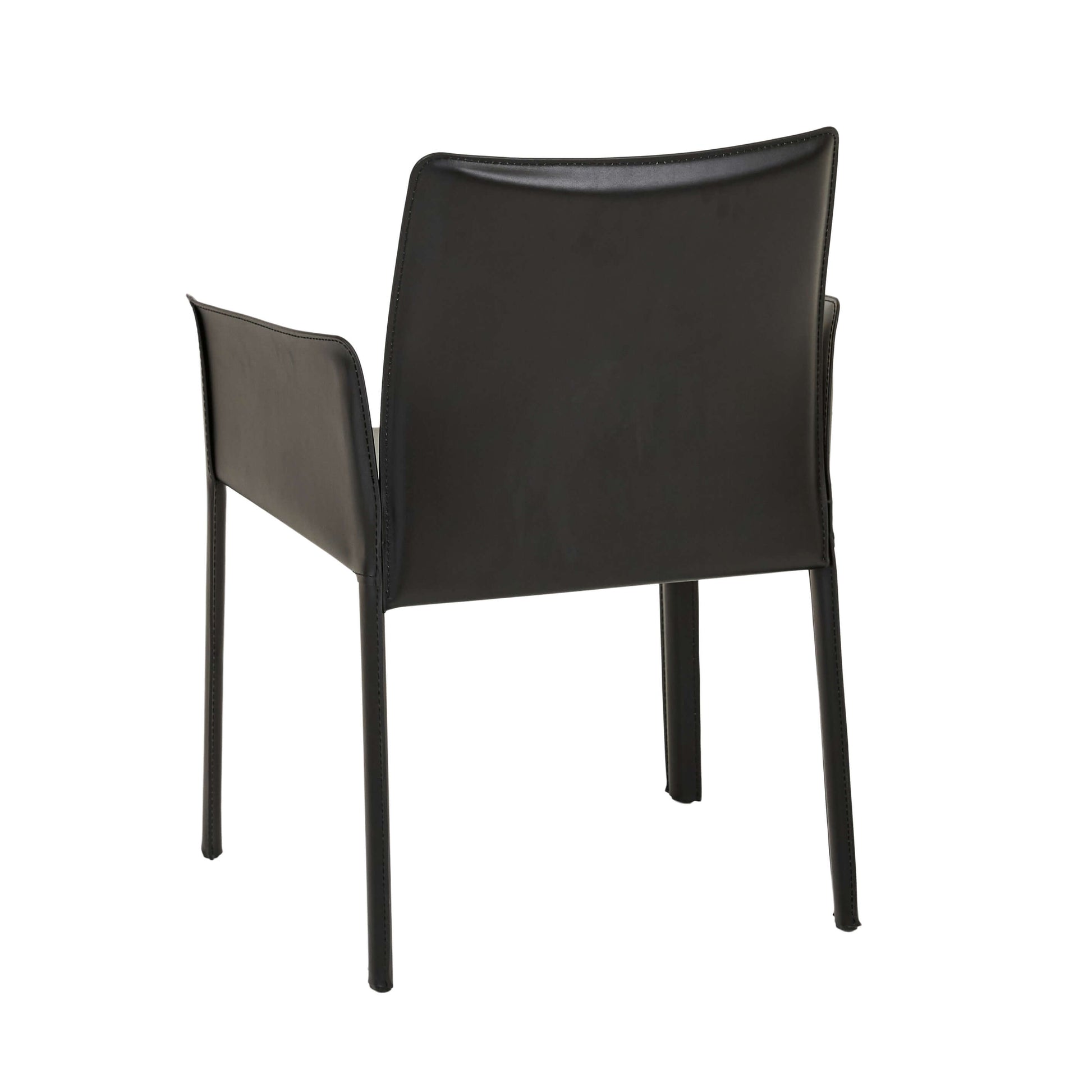 Lachlan | Contemporary Recycled Leather Dining Chair With Arms | Jet Black
