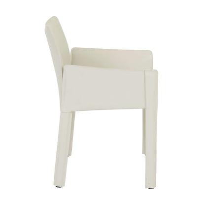 Lachlan | Contemporary Recycled Leather Dining Chair With Arms | Linen Grey