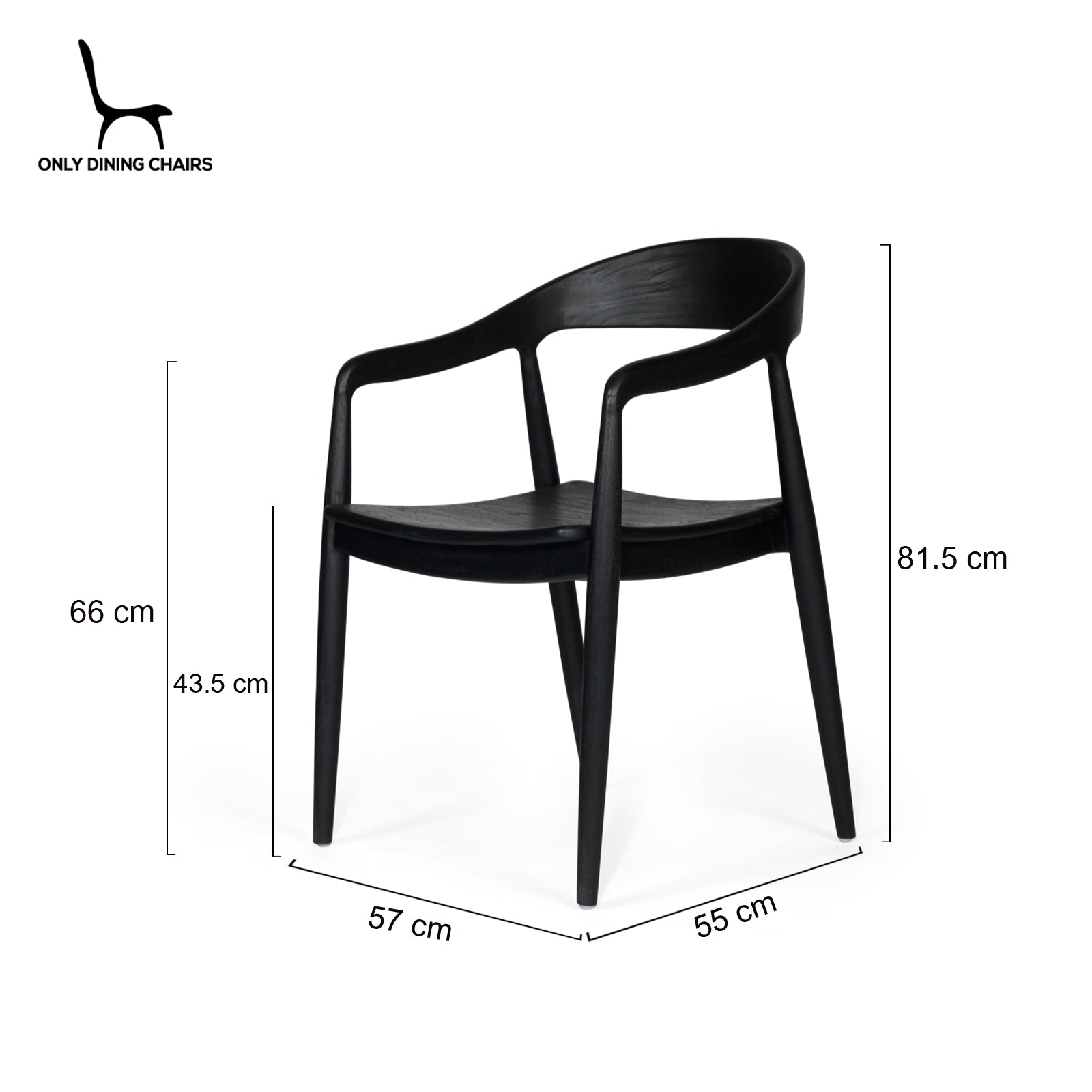 Laguna | Coastal Black Wooden Dining Chairs With Arms
