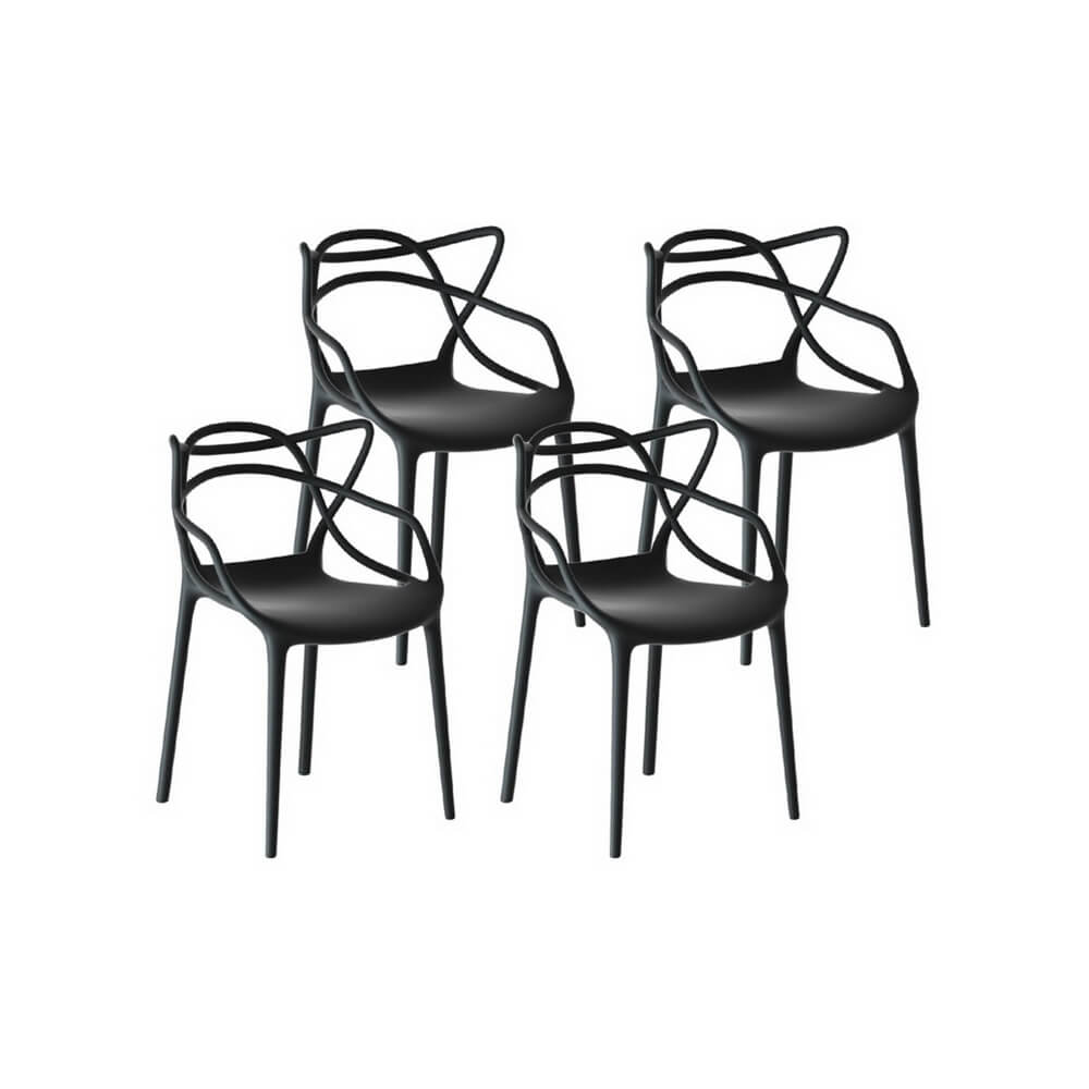 Laguna | Plastic UV-Resistant Black White Outdoor Dining Chairs | Black