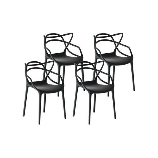 Laguna | Plastic UV-Resistant Black White Outdoor Dining Chairs | Black