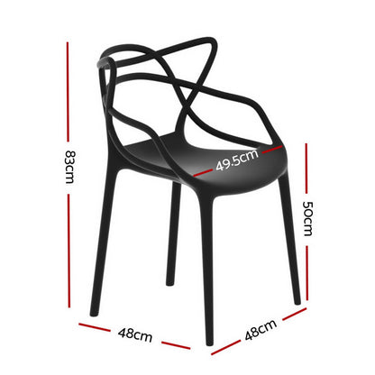 Laguna | Plastic UV-Resistant Black White Outdoor Dining Chairs | Black