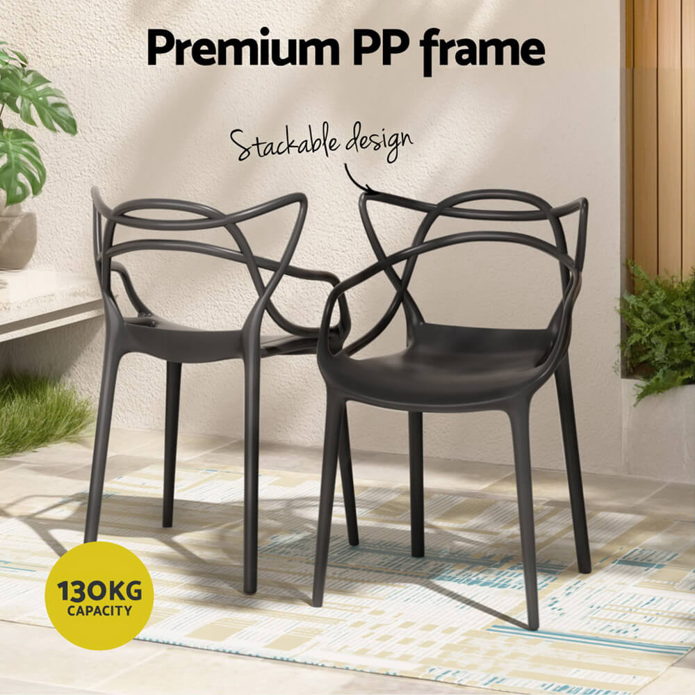 Laguna | Plastic UV-Resistant Black White Outdoor Dining Chairs | Black